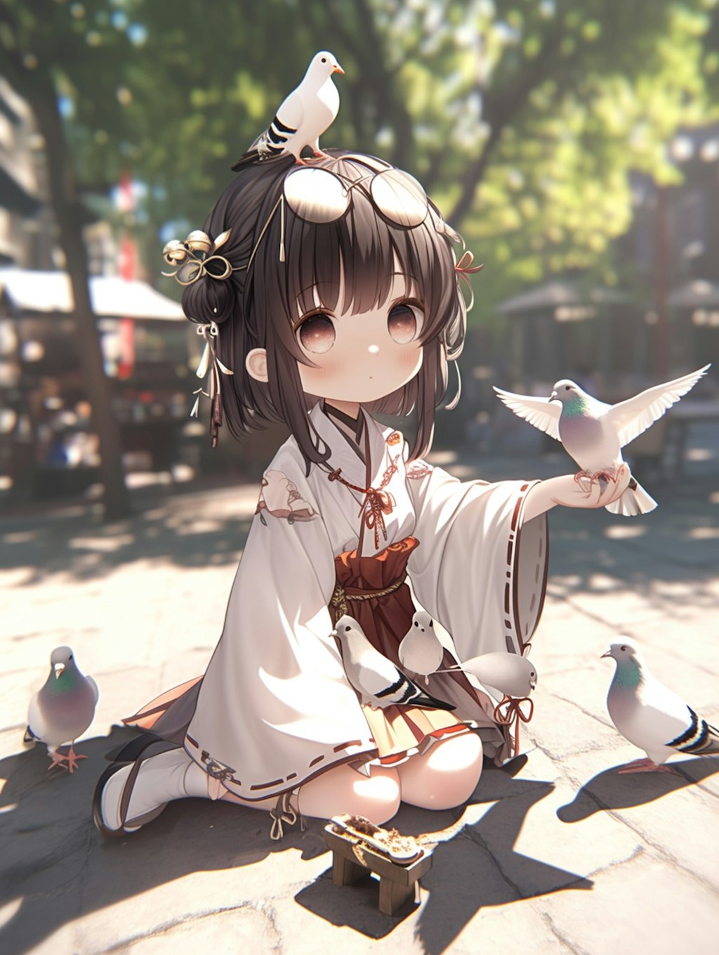 鳩と少女の友情 :Friendship Between a Girl and Pigeons