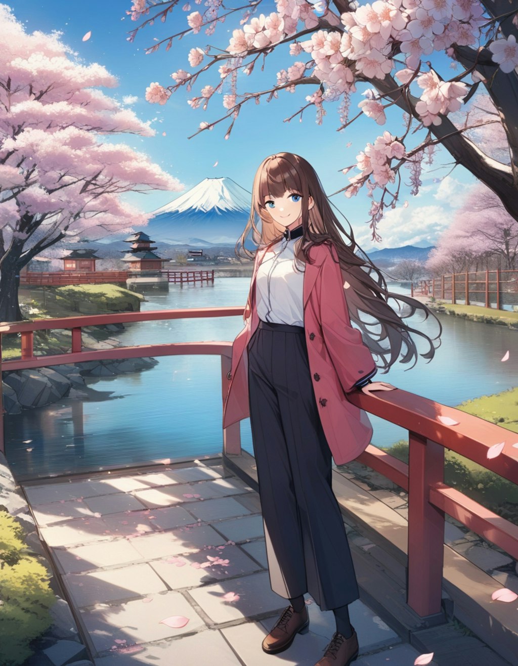桜とスーツ