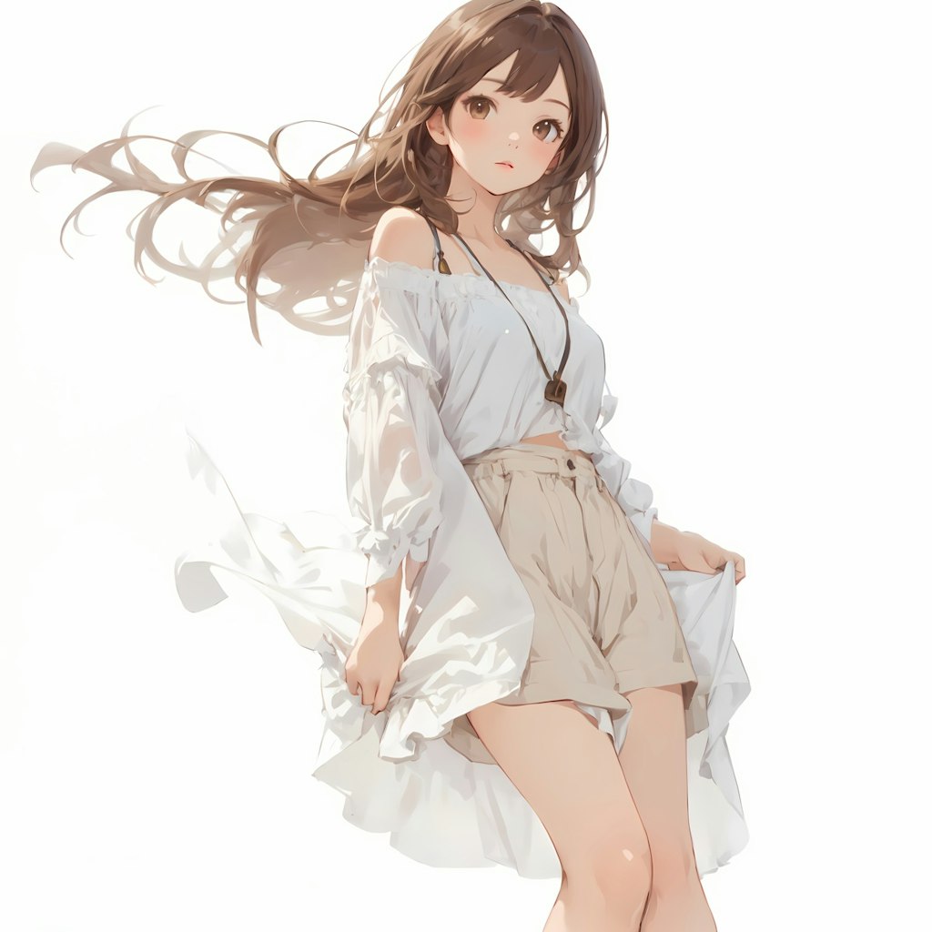 風になびくカーディガン
