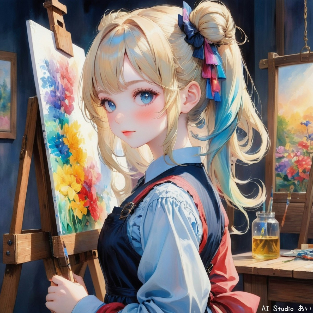 2022年のクリスマス 絵画 人物「セーターを着た少女」絵画アーティスト