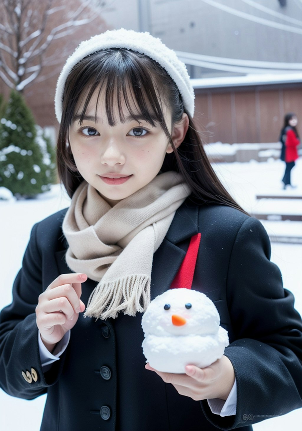 彼女と雪だるま