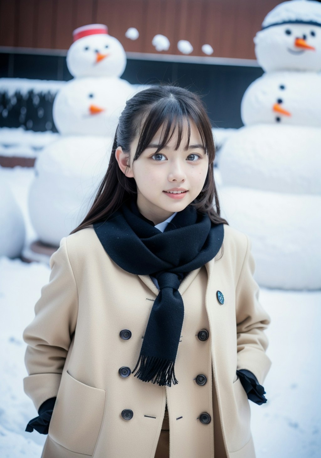 彼女と雪だるま