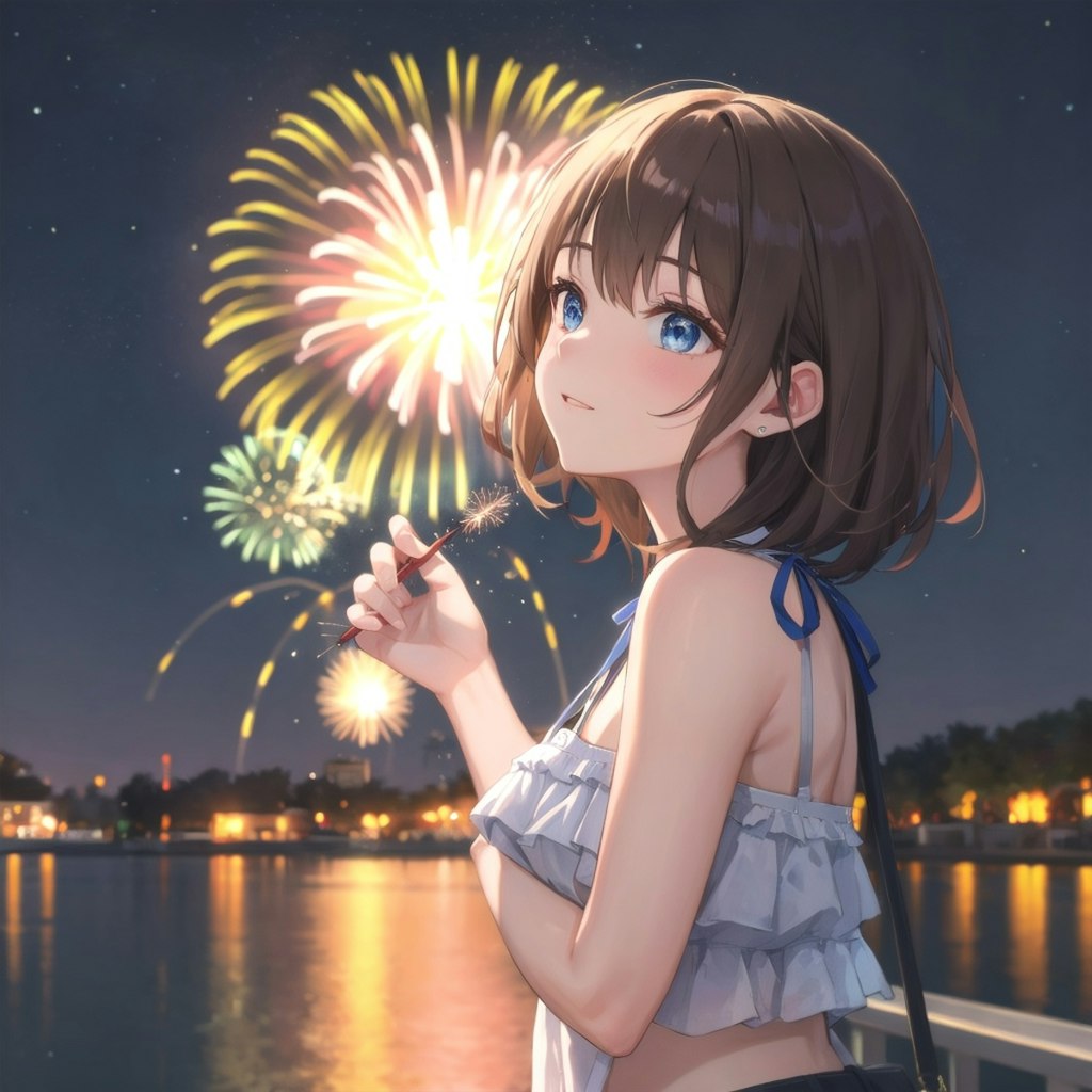 夏の夜に　光り輝く　花火かな