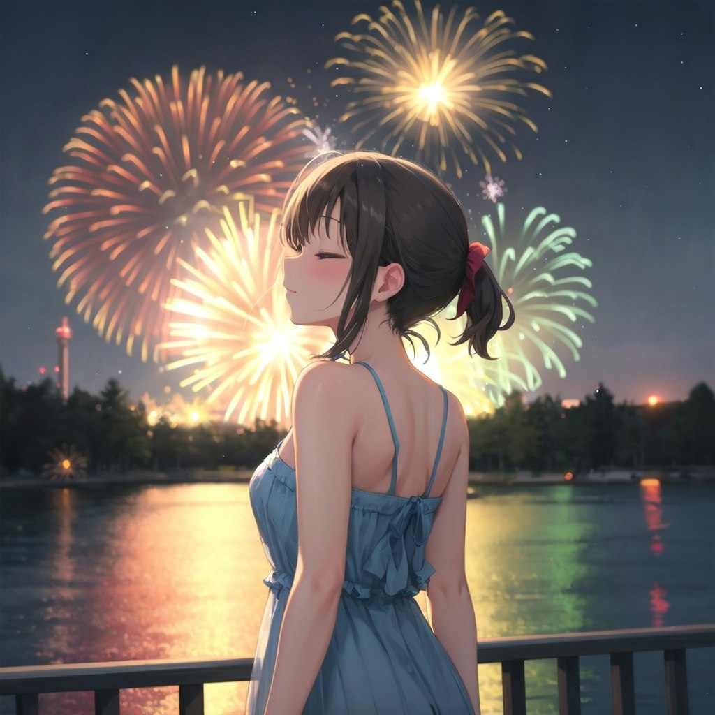 夏の夜に　光り輝く　花火かな