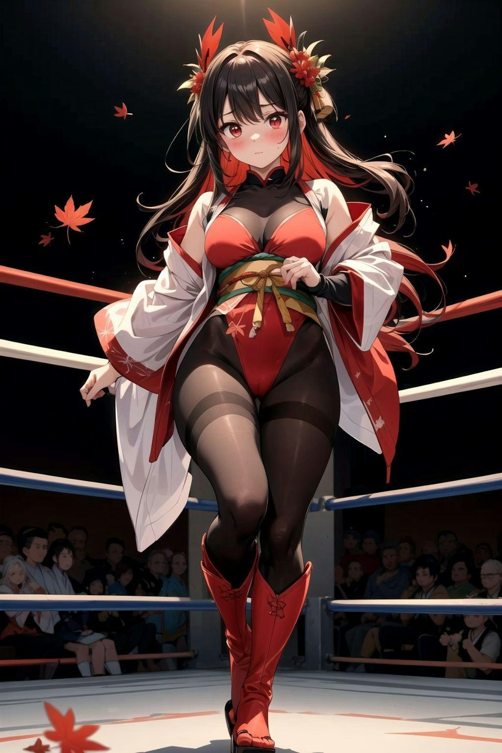 格闘四季(秋)　紅葉モチーフの女子プロレスラー