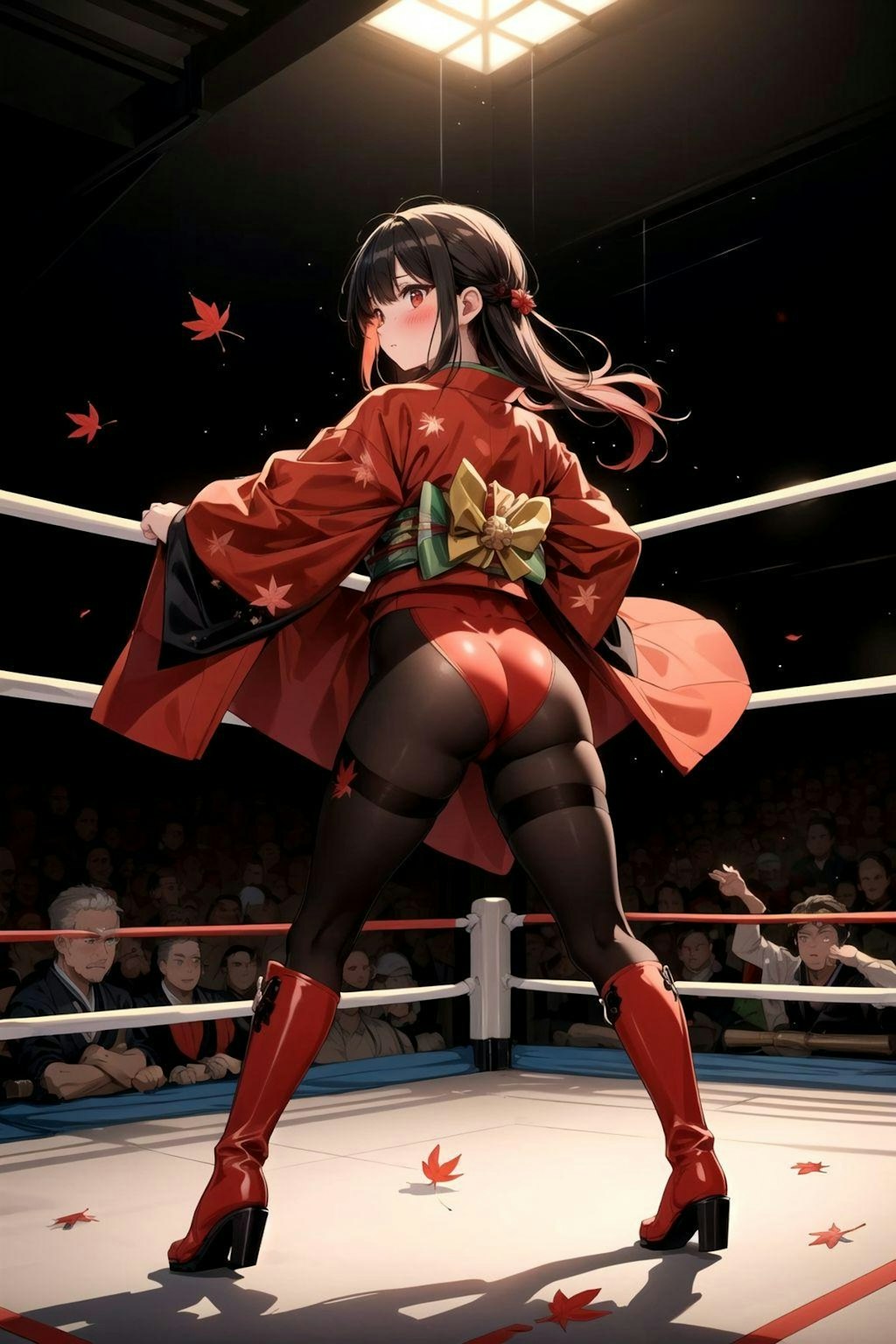 格闘四季(秋)　紅葉モチーフの女子プロレスラー