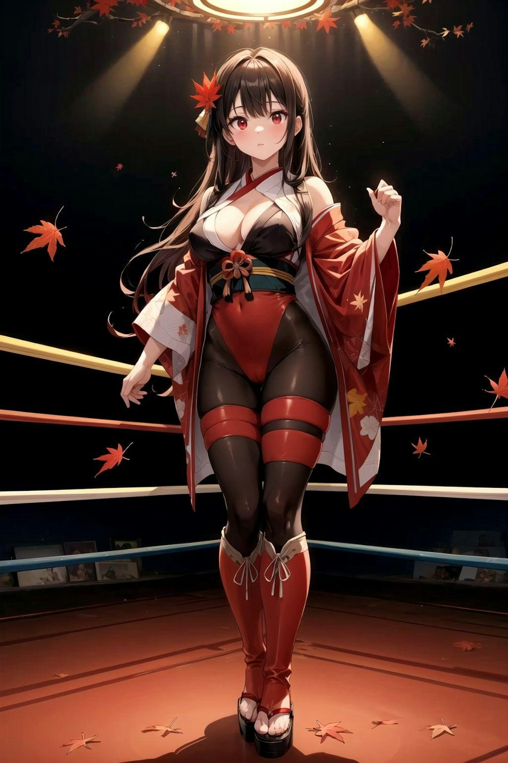 格闘四季(秋)　紅葉モチーフの女子プロレスラー