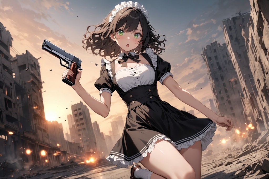 銃とミニスカメイドさん