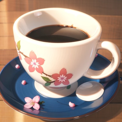 桜の花文様のコーヒーカップ