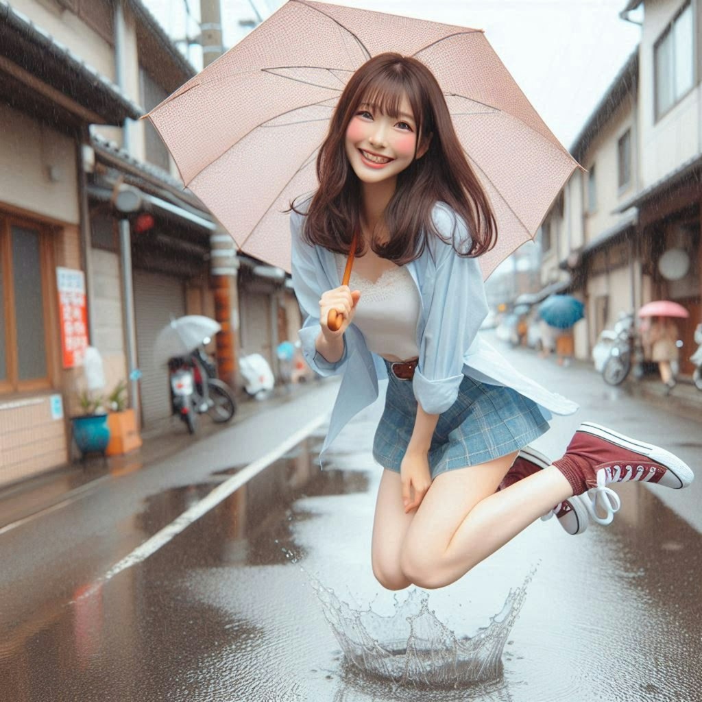 雨でぴょん