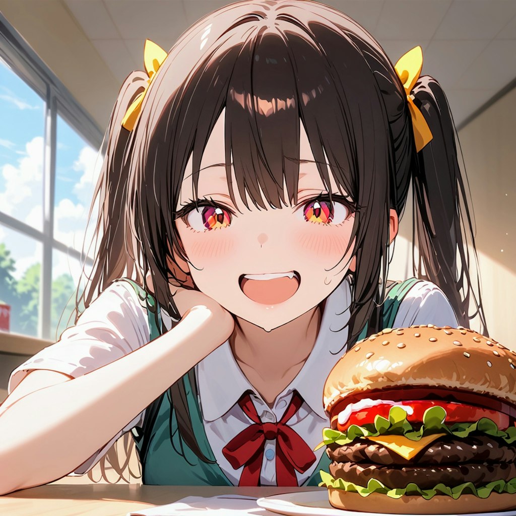 ハンバーガー🍔ばかり食べてる女子高生