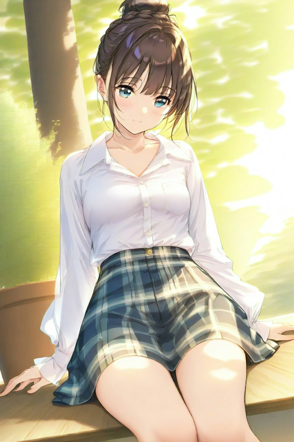 座っている女子高生