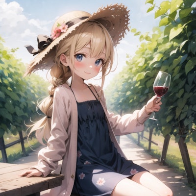 ワインを楽しむ少女