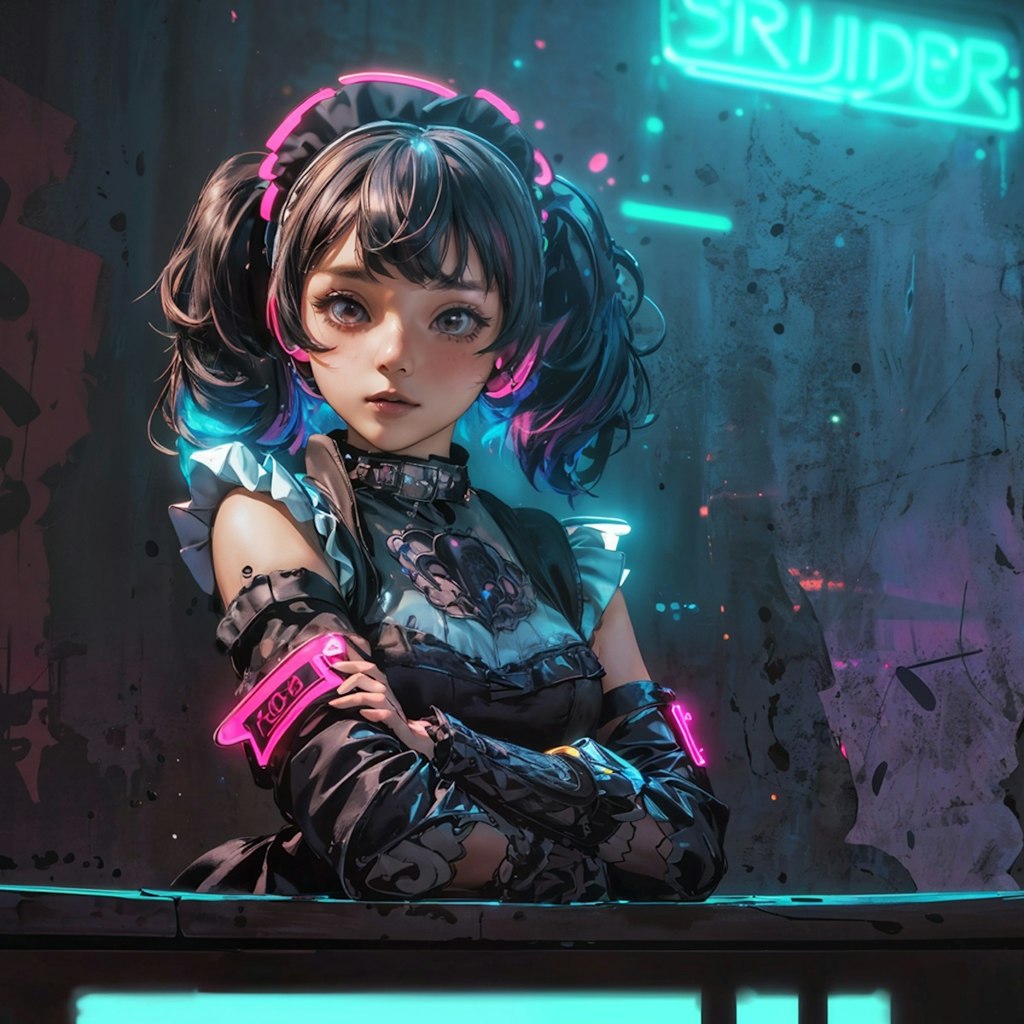 Cyberpunk maid cafe