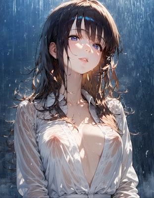 A girl standing in the rain