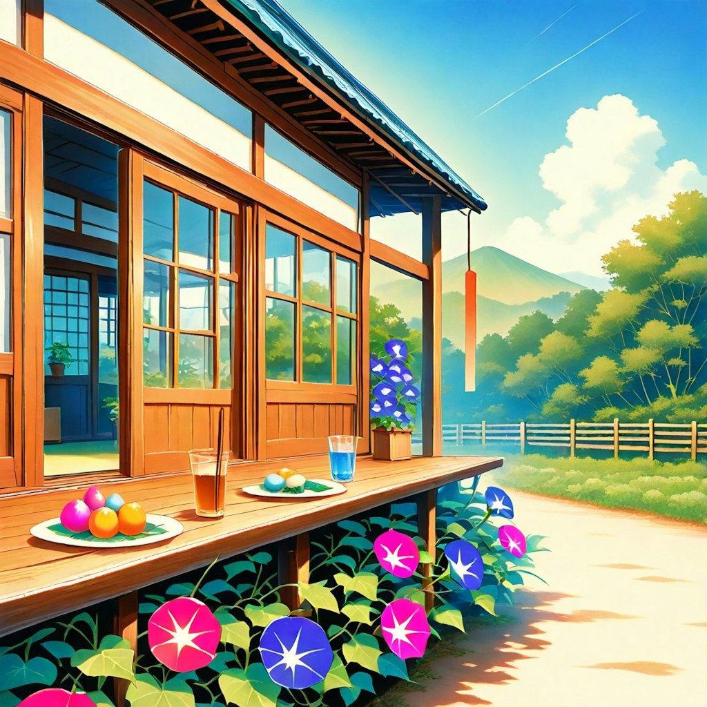 朝顔のあるお庭