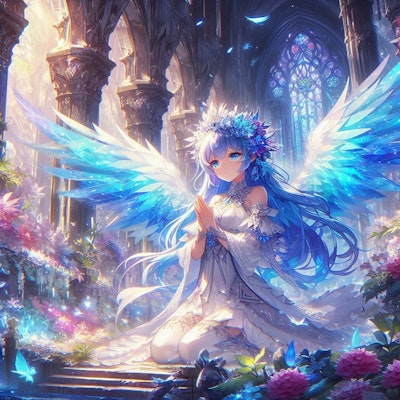 光翼の青き聖女は祈りを捧げる