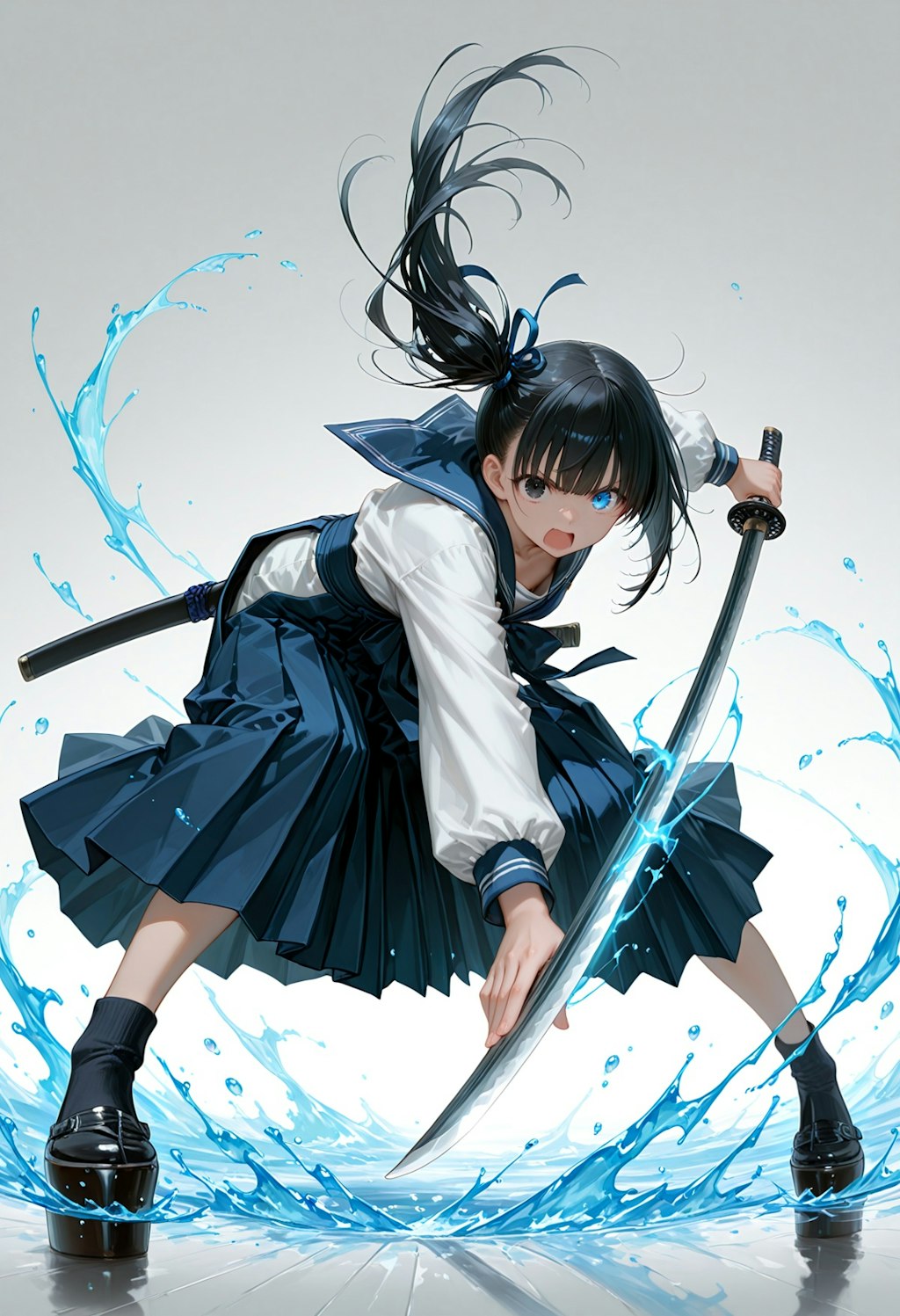 水の力を操る侍JK