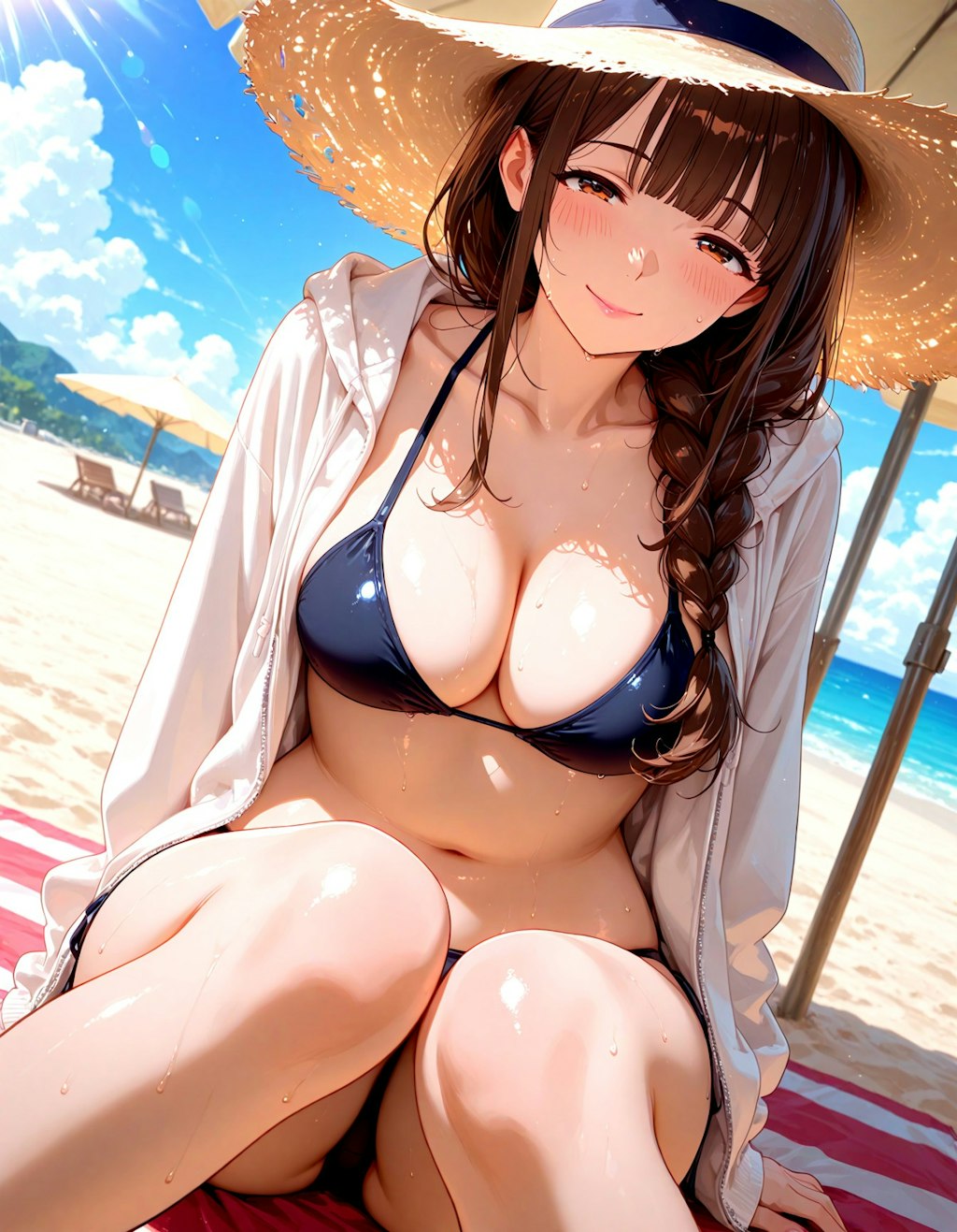 優しそうなおねえさんと海へ。水着回