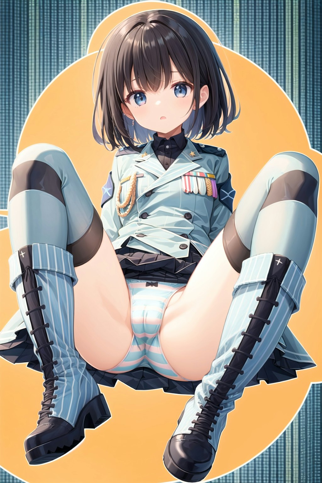 縞パン軍服少女