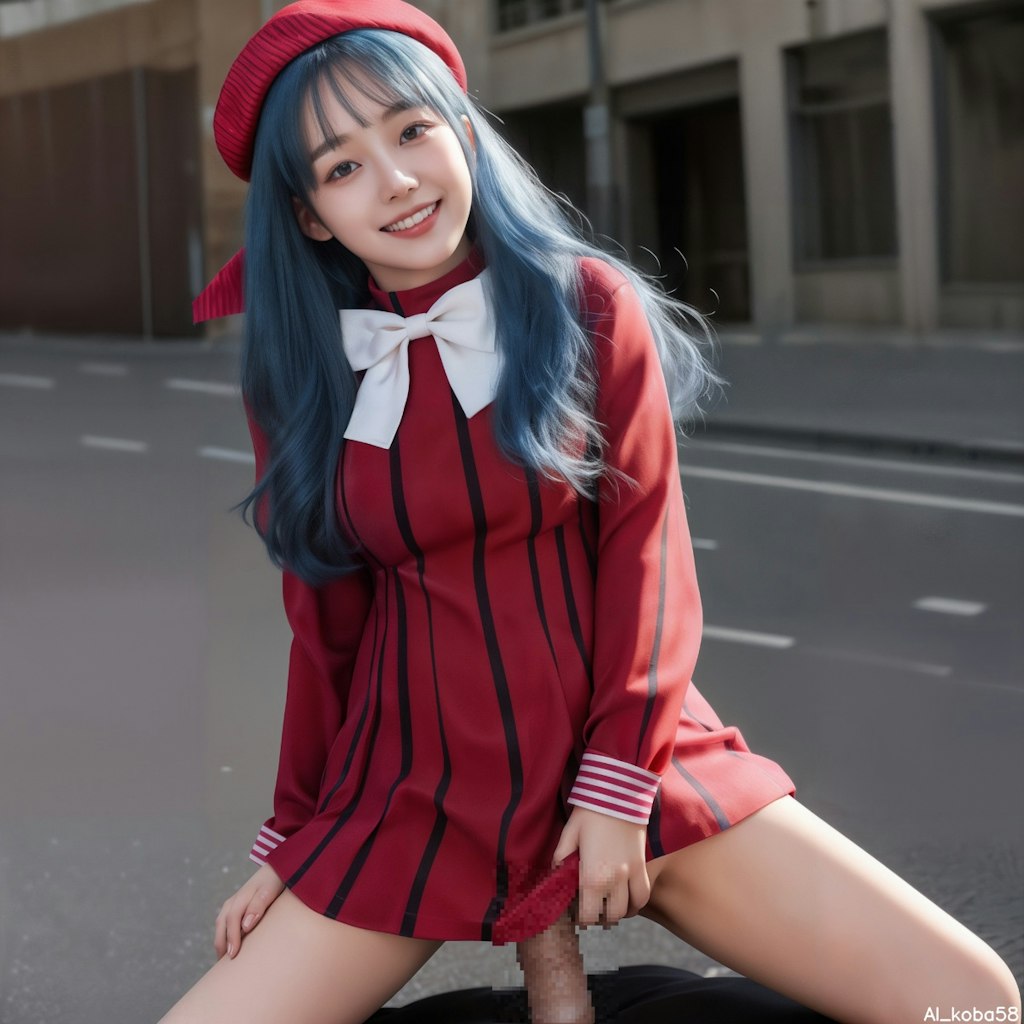 Vol78_Stripe-patterned mini dress NSFW