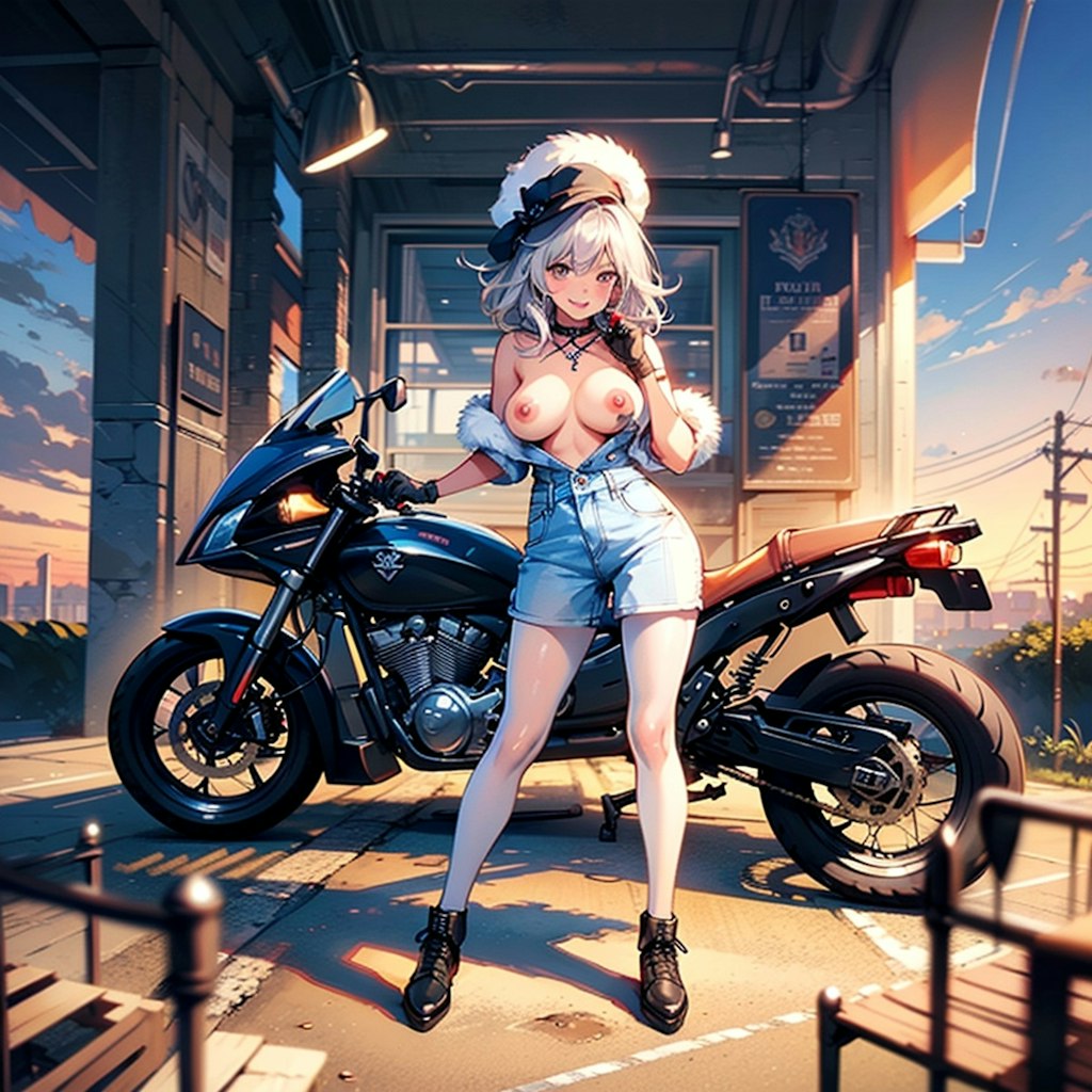 巨乳バイク姐さん