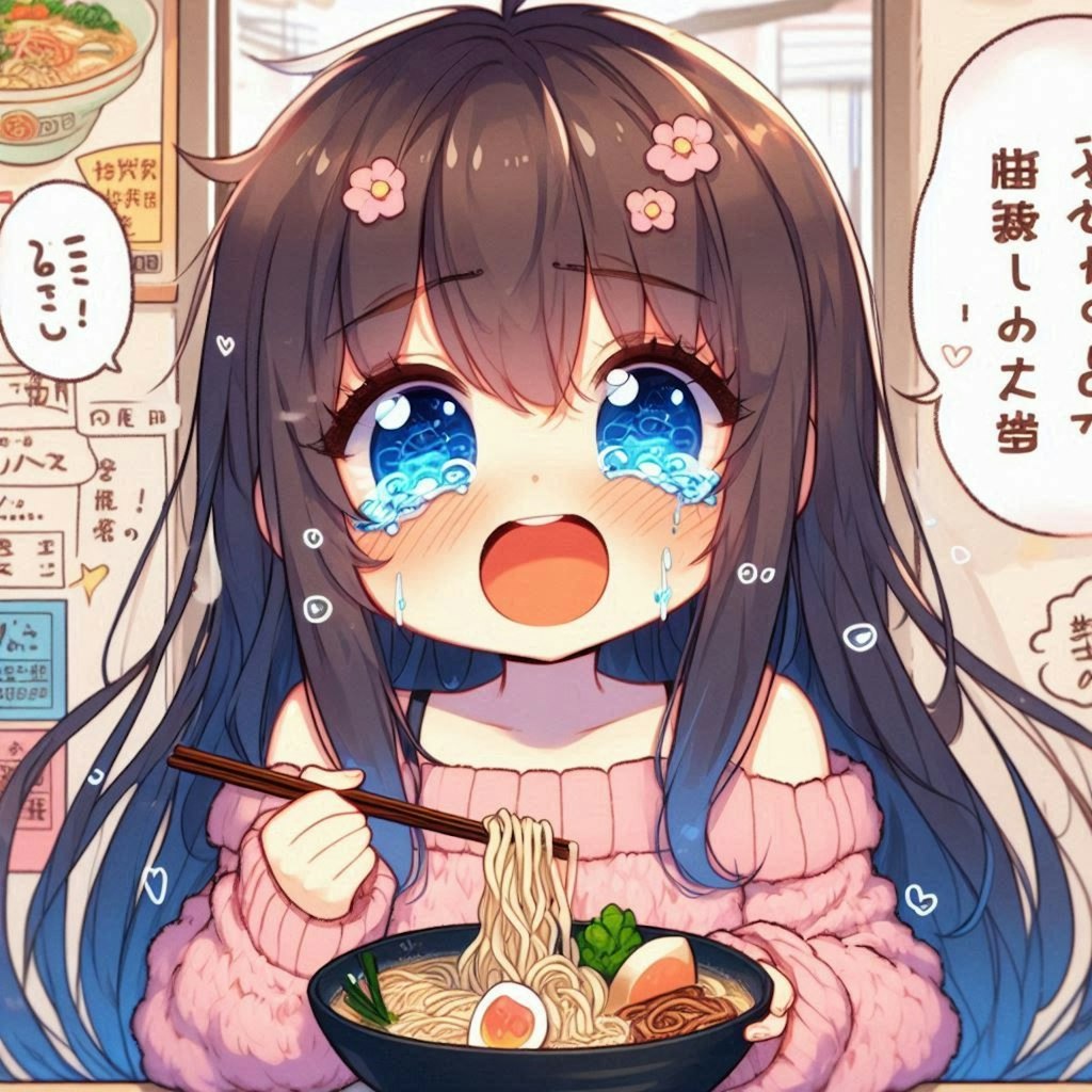 口に合わないラーメン屋に入ってしまった小さな女の子