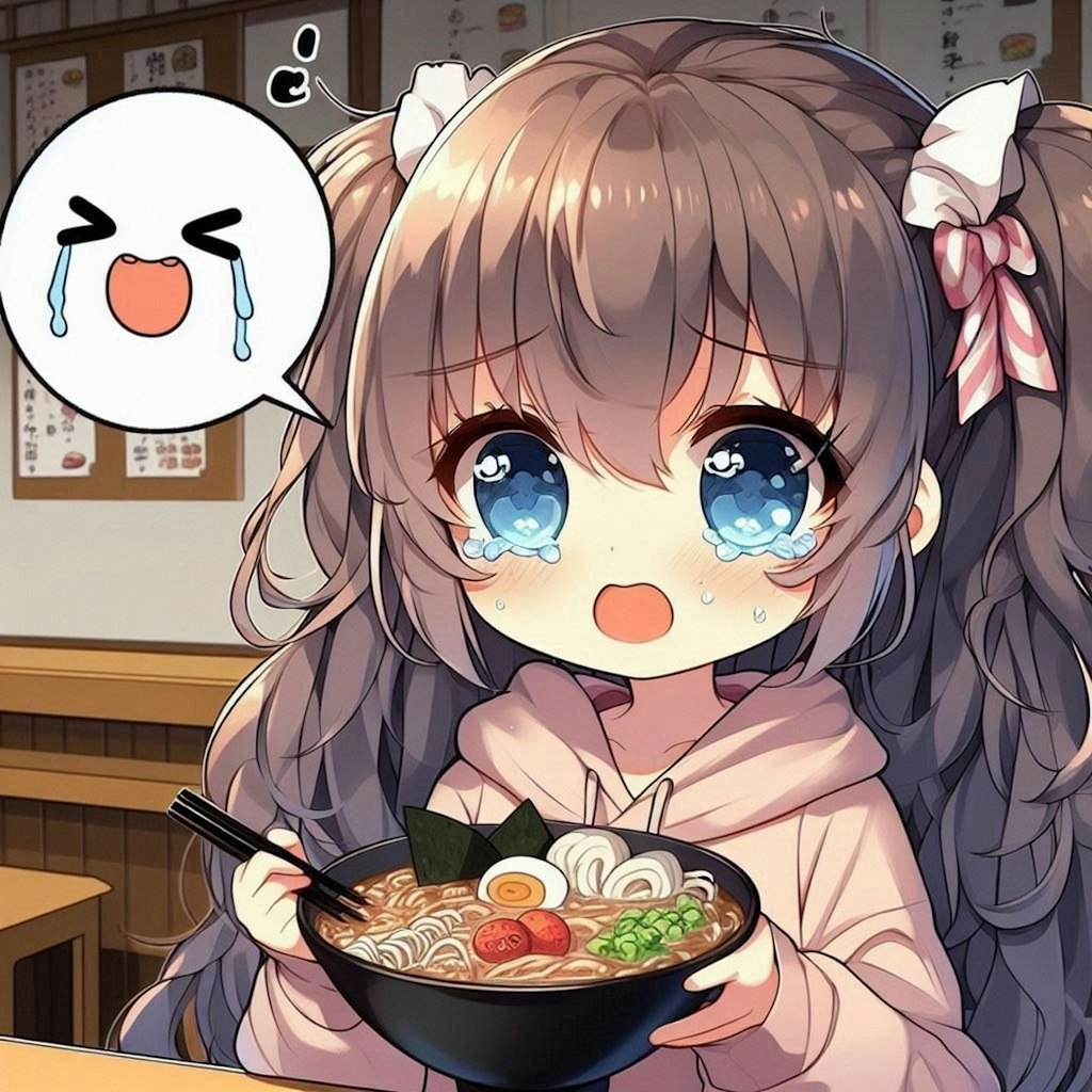 口に合わないラーメン屋に入ってしまった小さな女の子