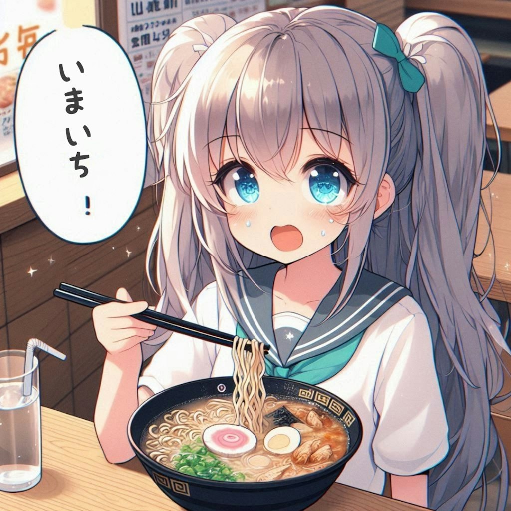 口に合わないラーメン屋に入ってしまった小さな女の子