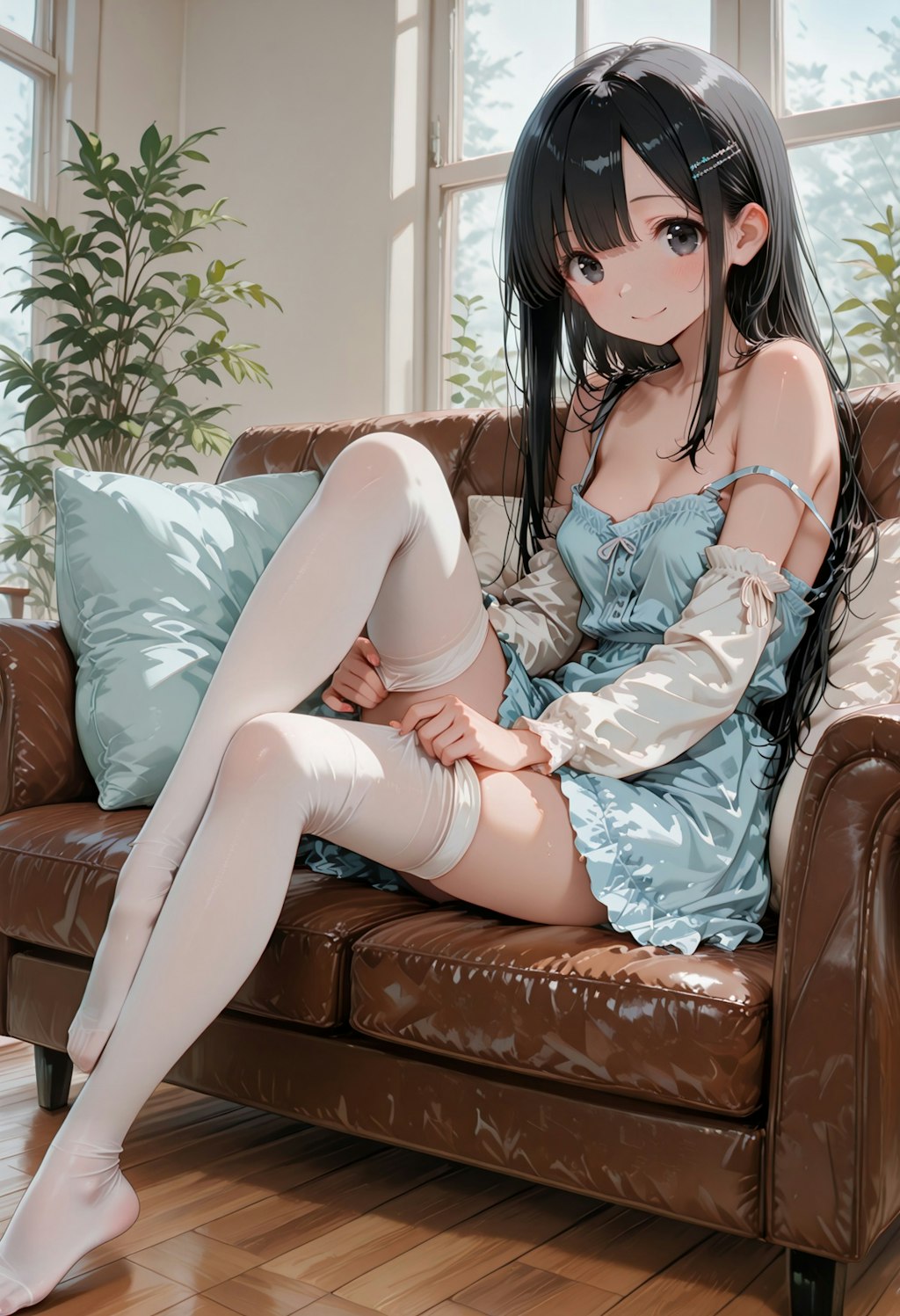 Adjusting thighhighs
