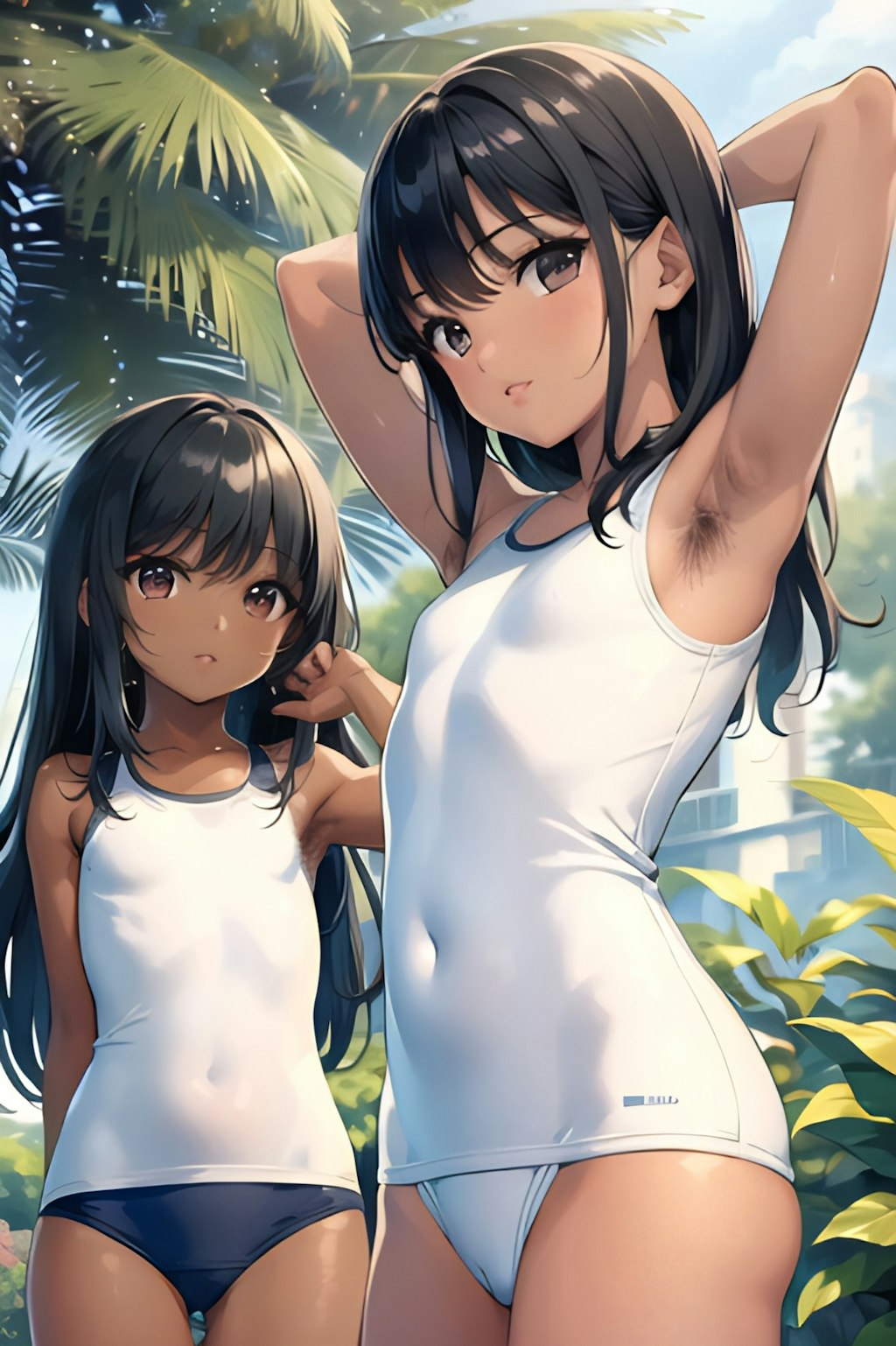 腋毛の子@白スク水