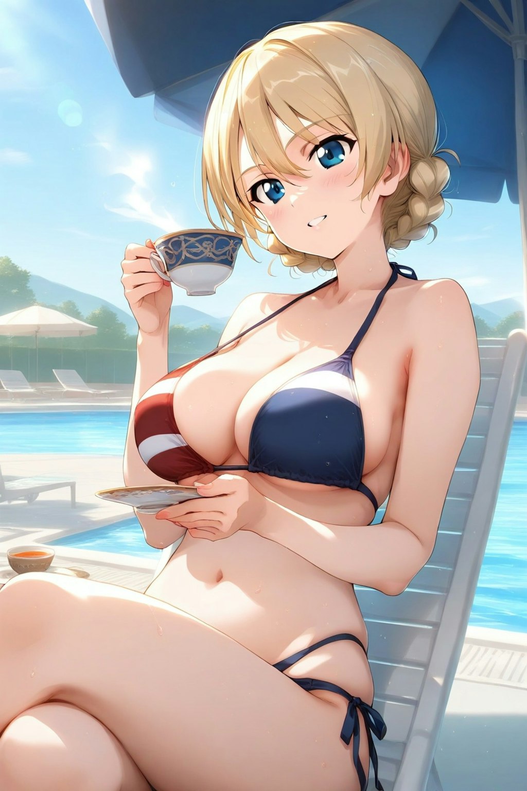 ダージリンのプールでティータイム👙🇬🇧☕️❤️