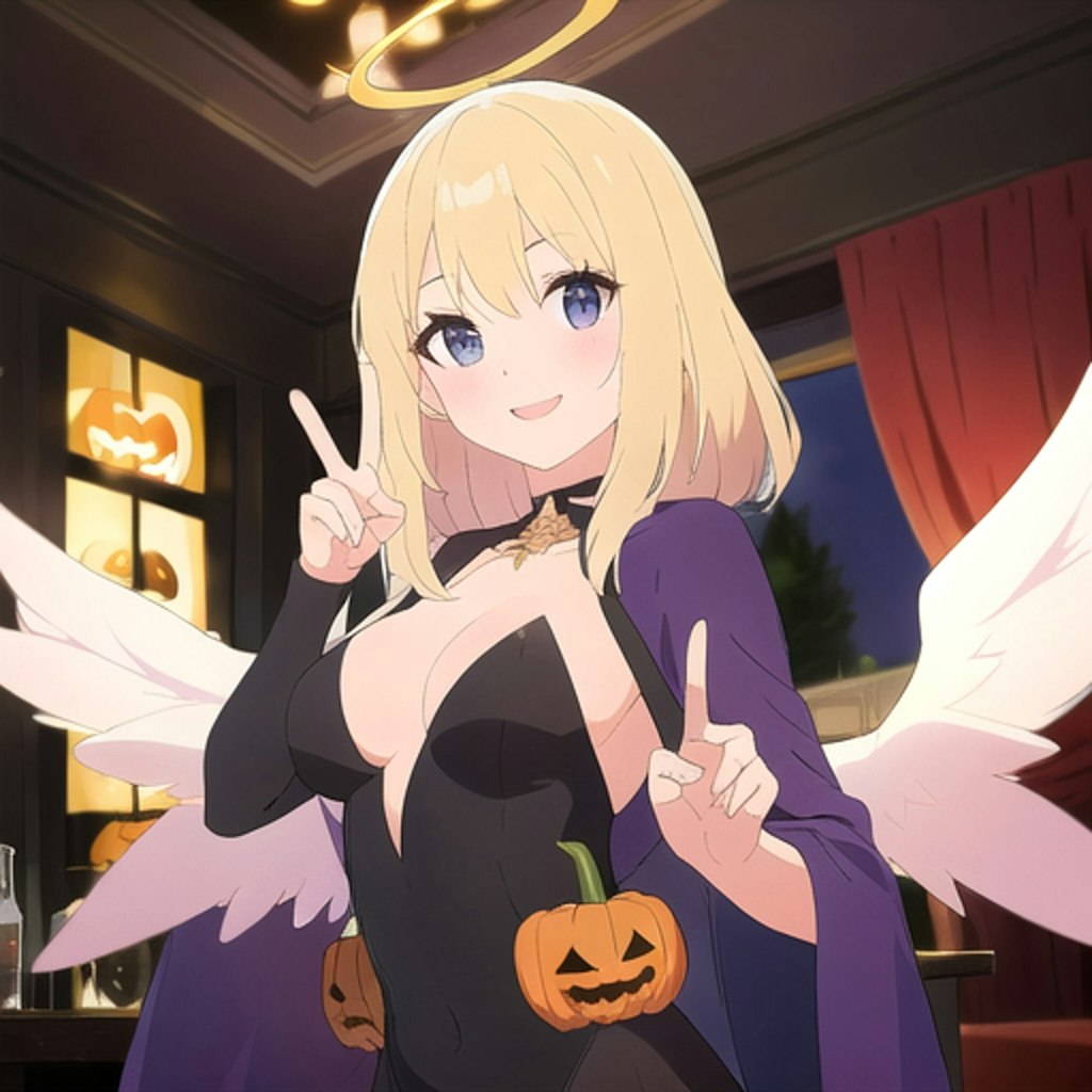 2周年をハロウィンパーティーで祝う天使さん