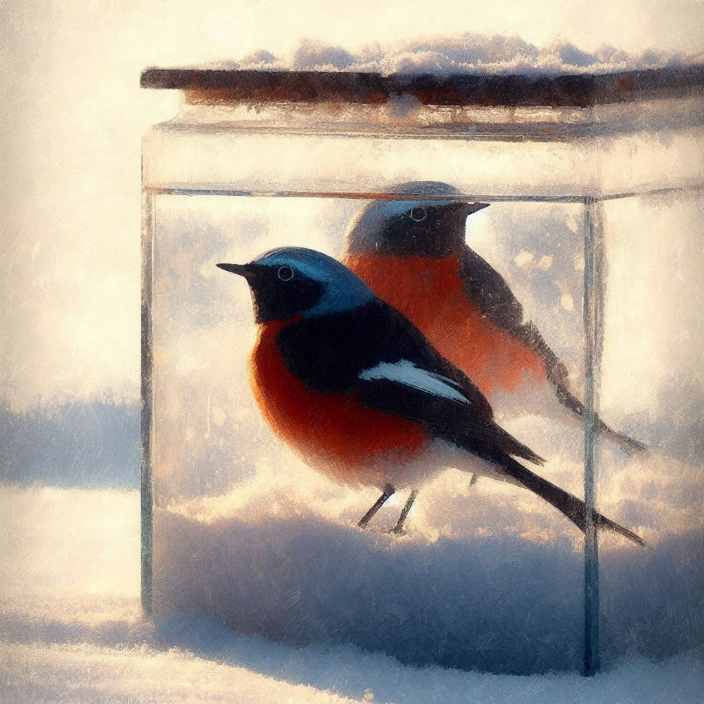 Redstarts in container