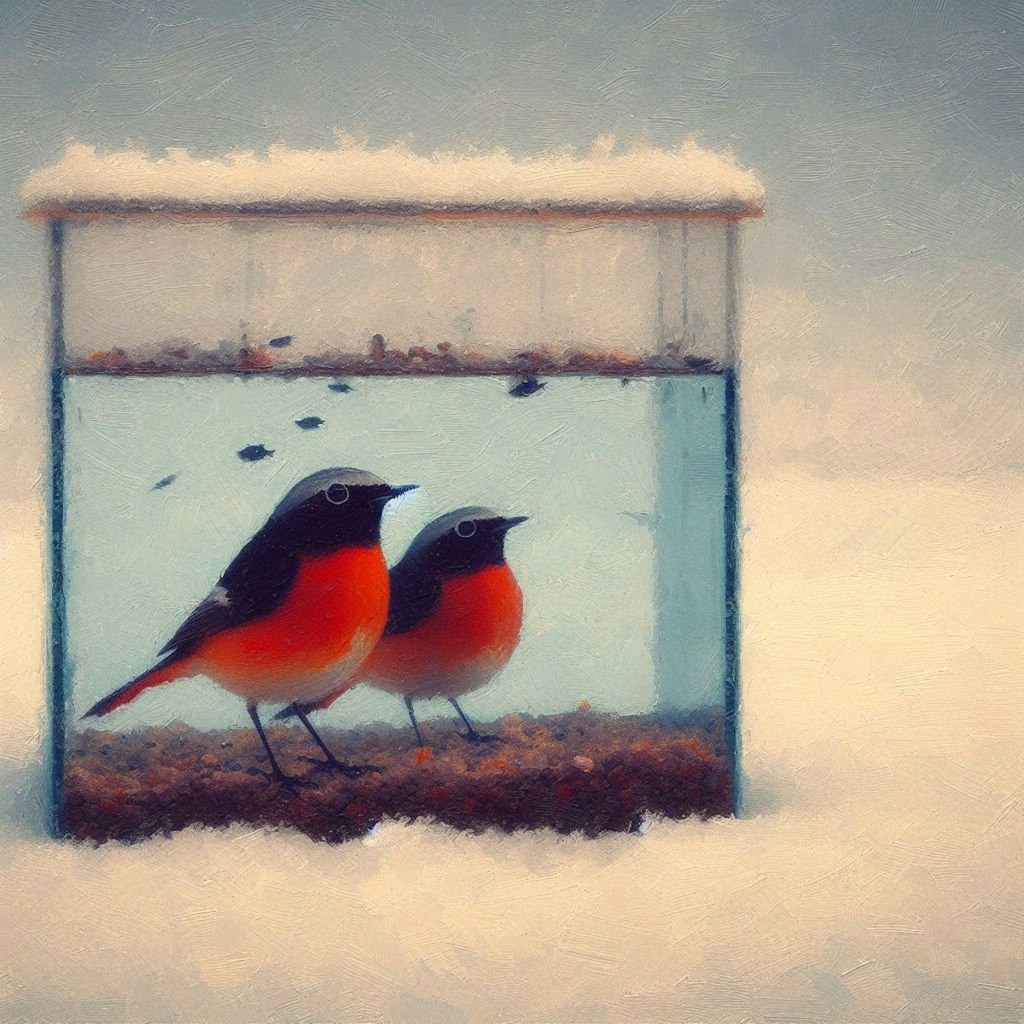 Redstarts in container