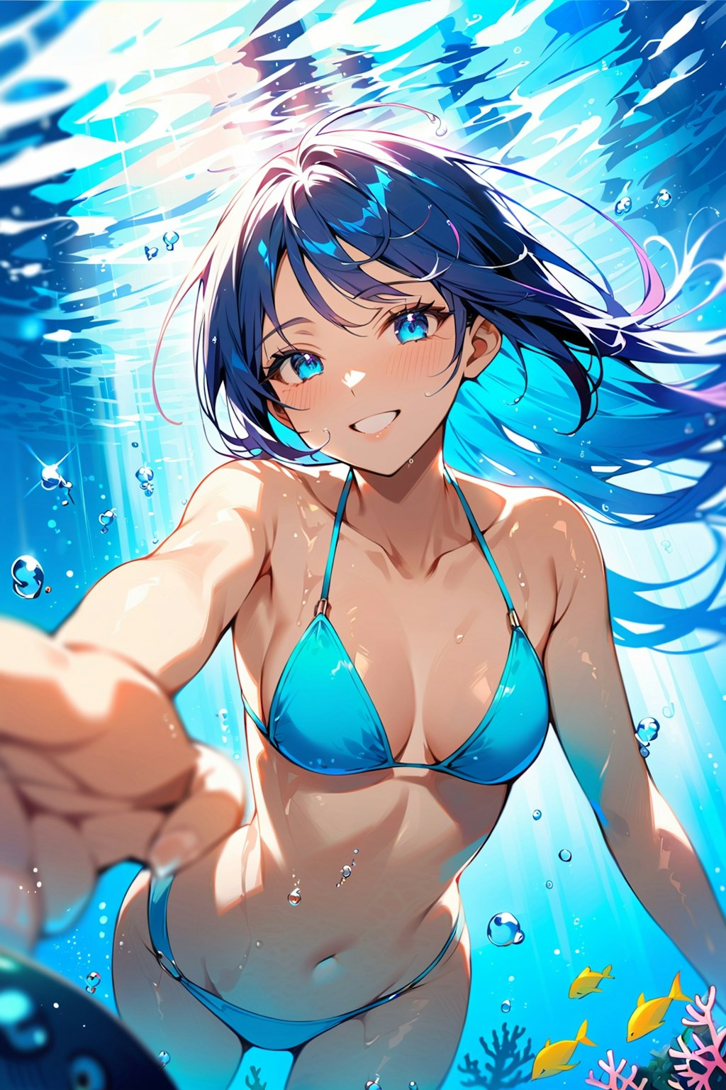 海中を泳ぐ女の子