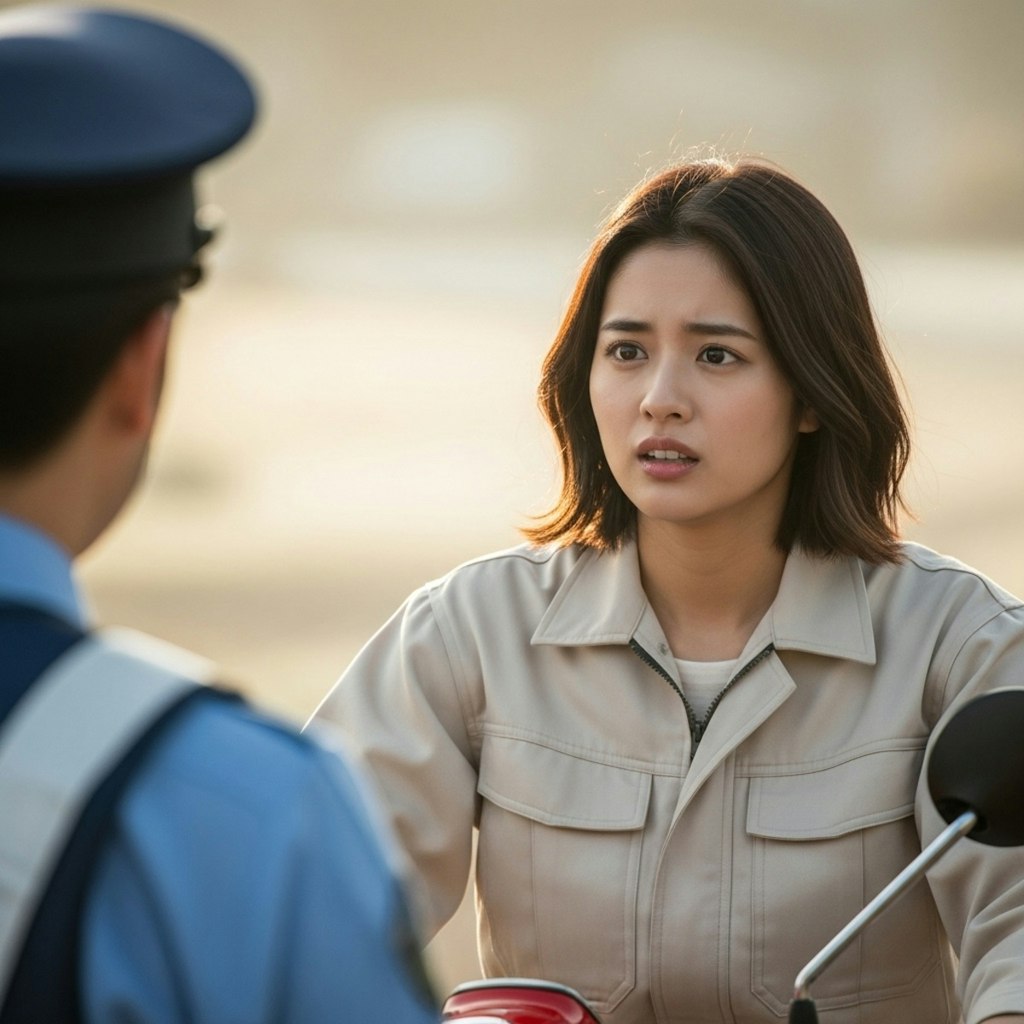 ノンヘルで捕まった美人新聞配達員