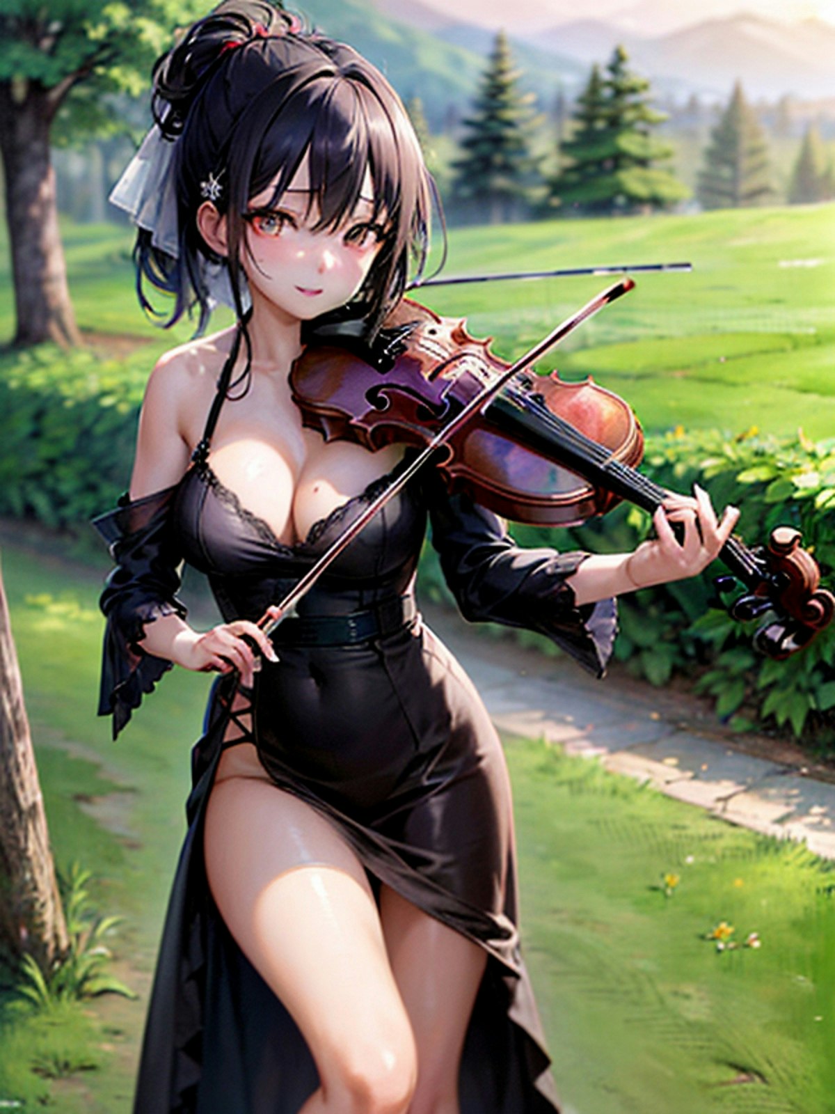 バイオリンを奏でる娘 | chichi-pui（ちちぷい）AIイラスト専用の投稿