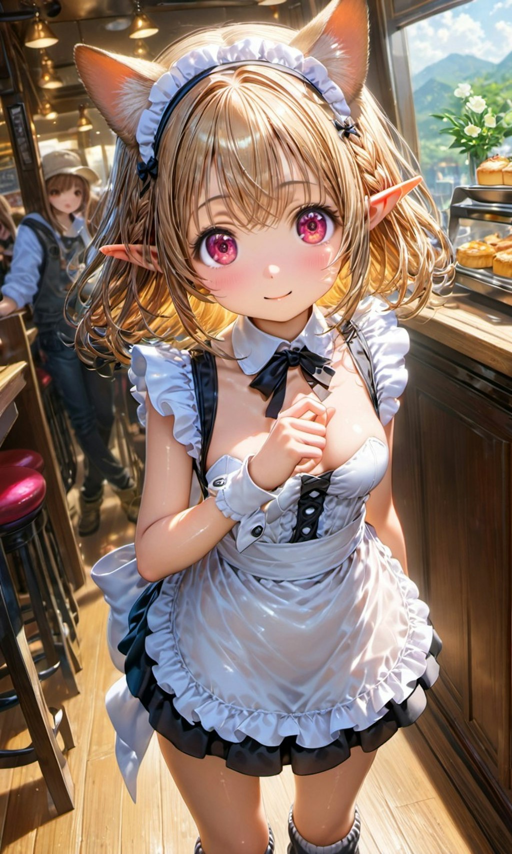 メイド服のケモ耳エルフさん