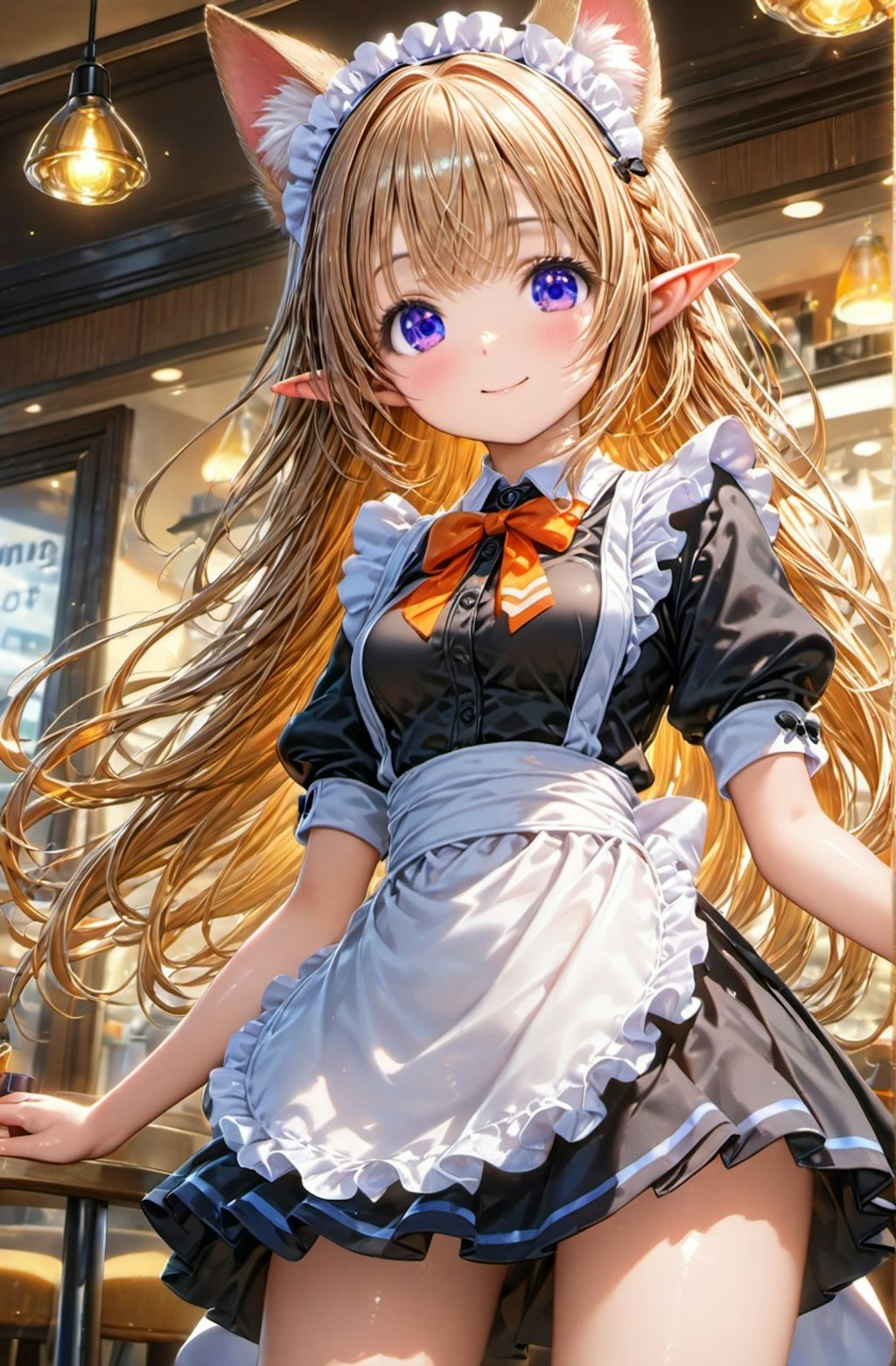 メイド服のケモ耳エルフさん