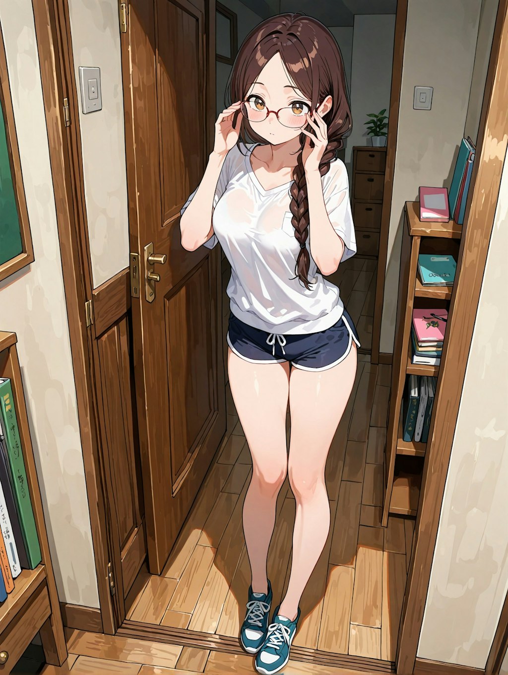 三つ編みポニーのお姉さん　全身像