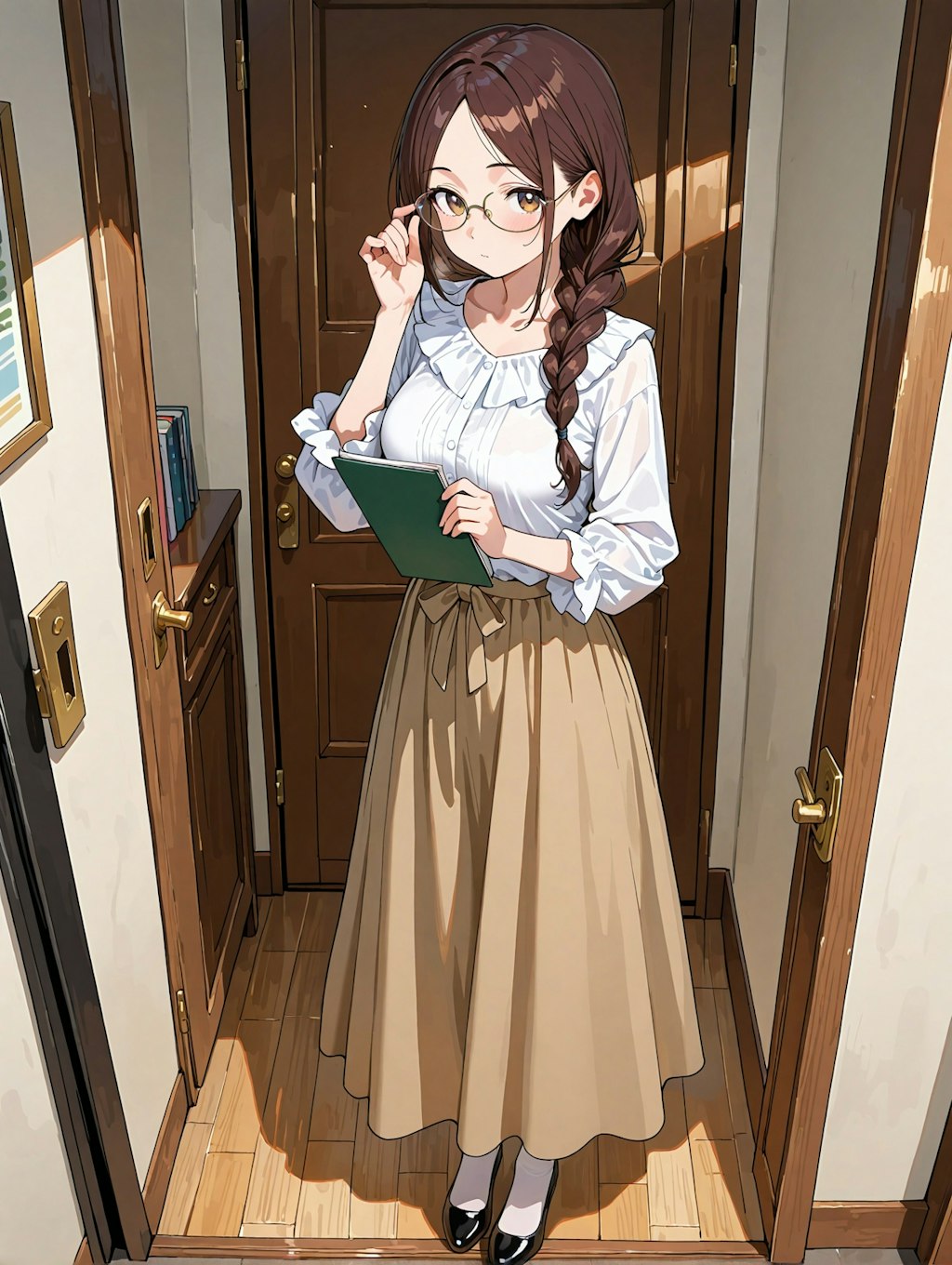 三つ編みポニーのお姉さん　全身像