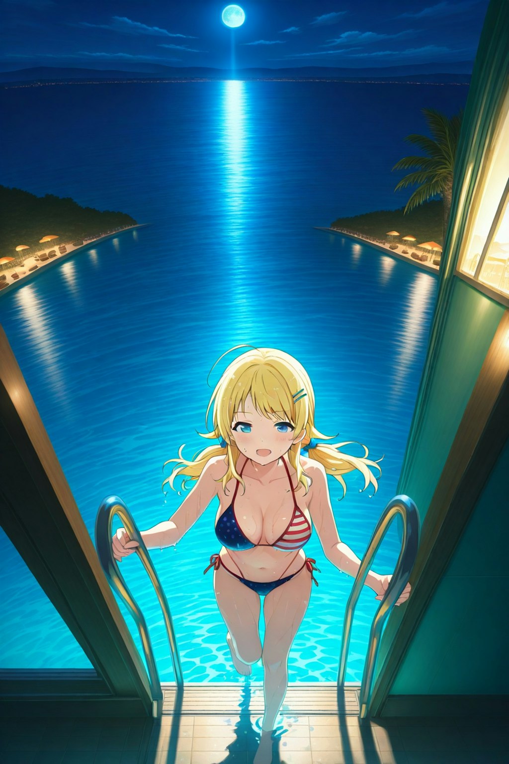 めぐるさんと夜の海