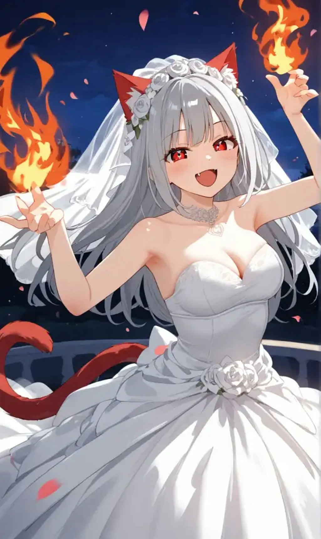 Cat girl messing with fire at the wedding