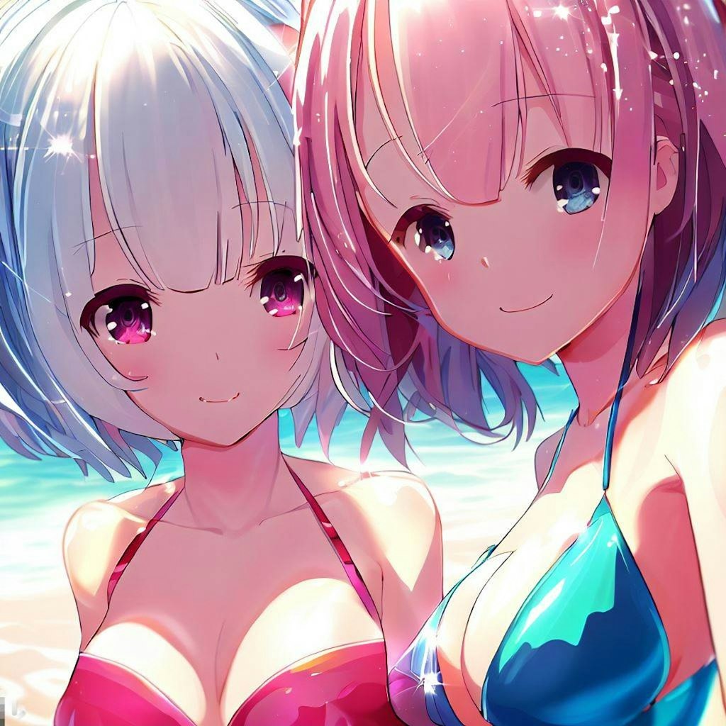 海で遊ぶレム＆ラム（その2）