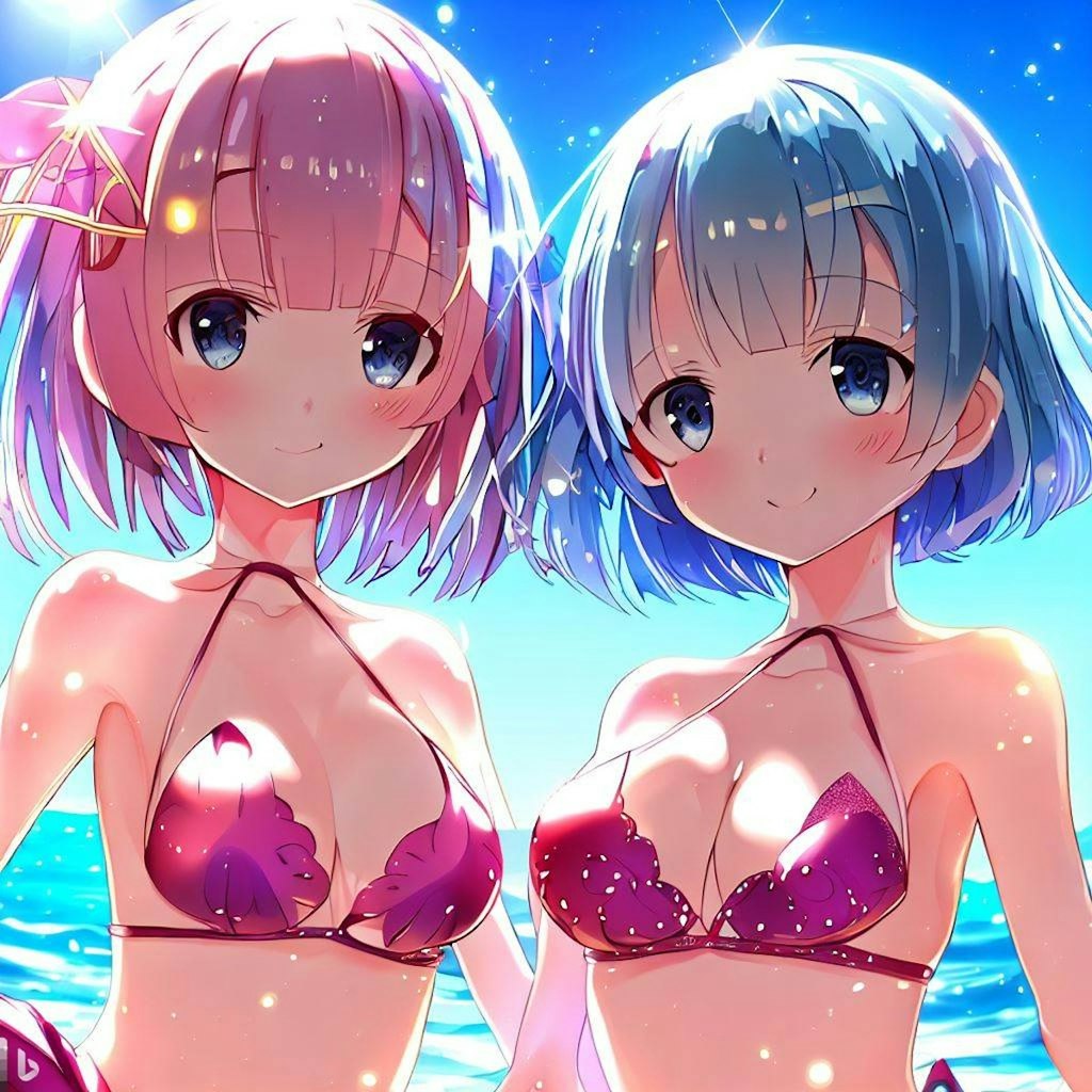 海で遊ぶレム＆ラム（その2）