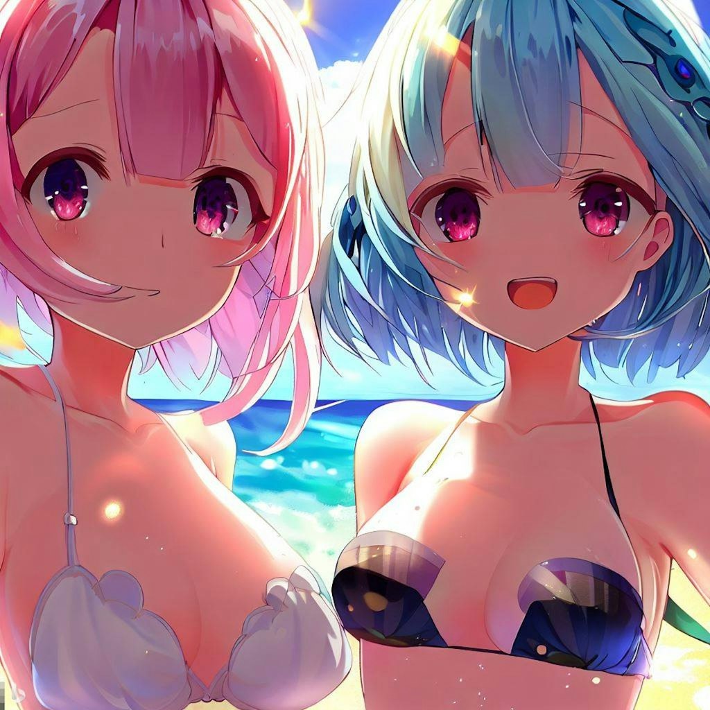 海で遊ぶレム＆ラム（その2）