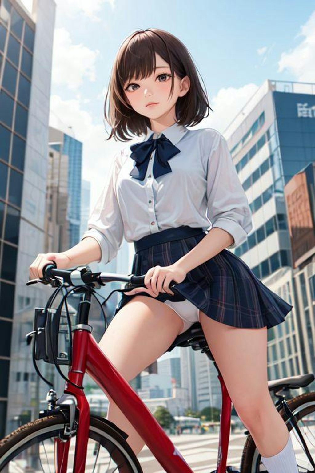 自転車でパンチラ | chichi-pui（ちちぷい）AIイラスト専用の投稿＆生成サイト