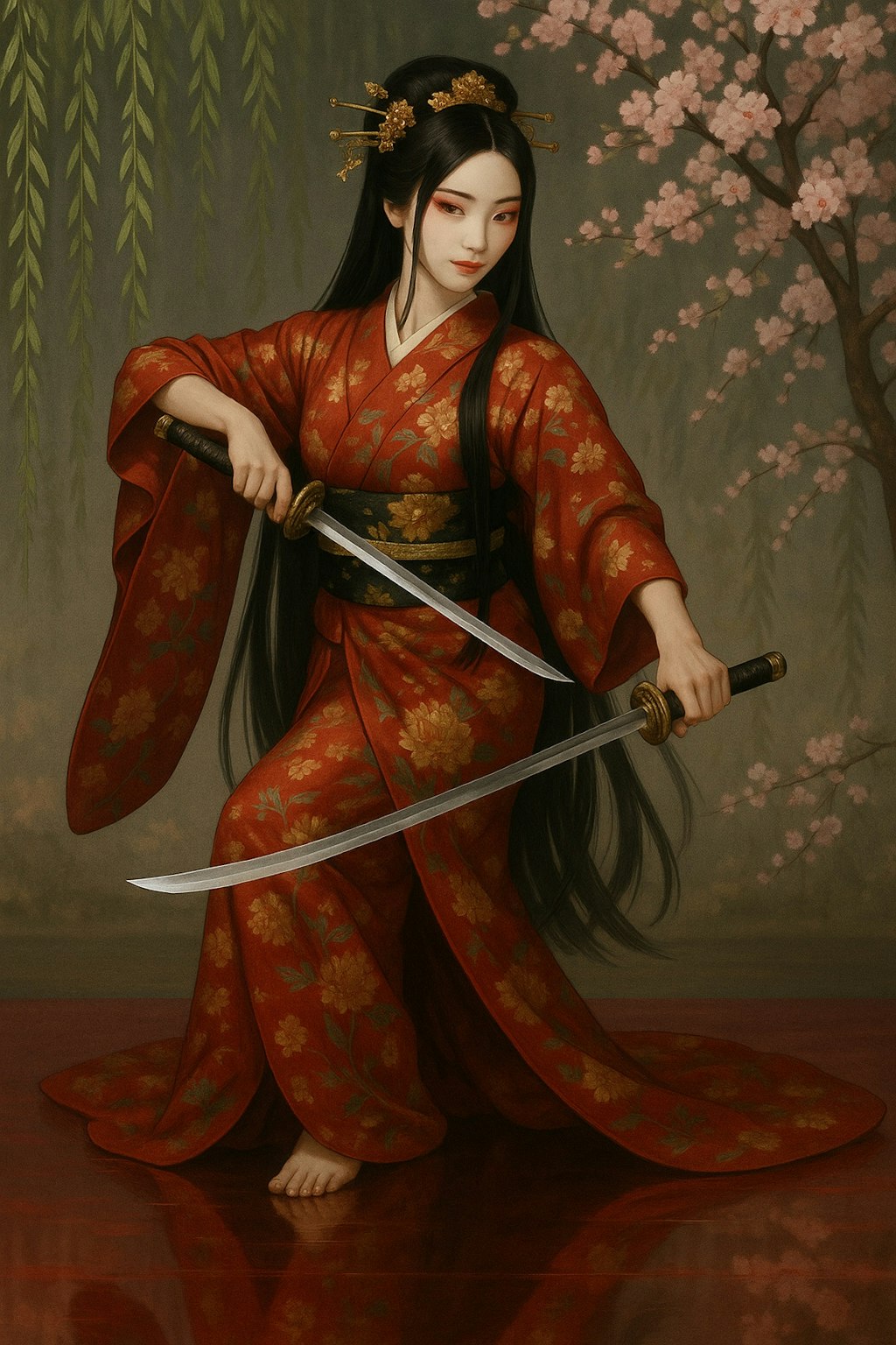 武器を持つ和風美女
