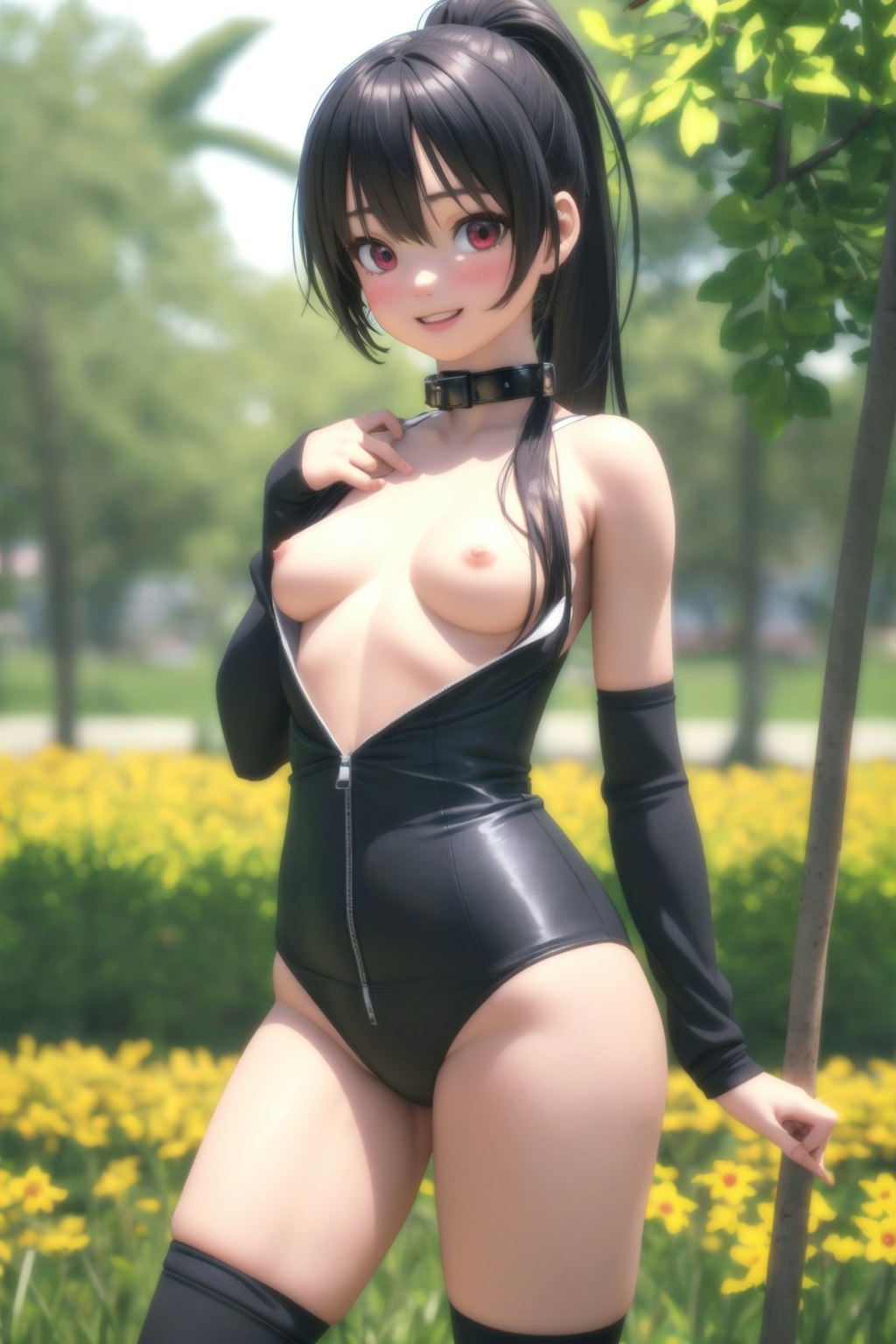 貧乳黒髪ポニーテール